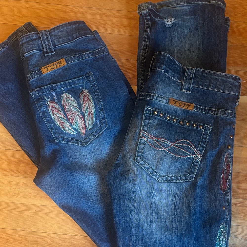 Cowgirl TUFF Limited Edition Feather Embroidered Boot Cut Jeans 29/35 and 30/35